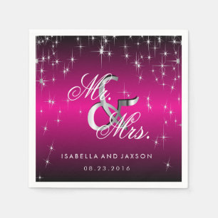 Metallisches Hot Pink Star Lights Design Serviette