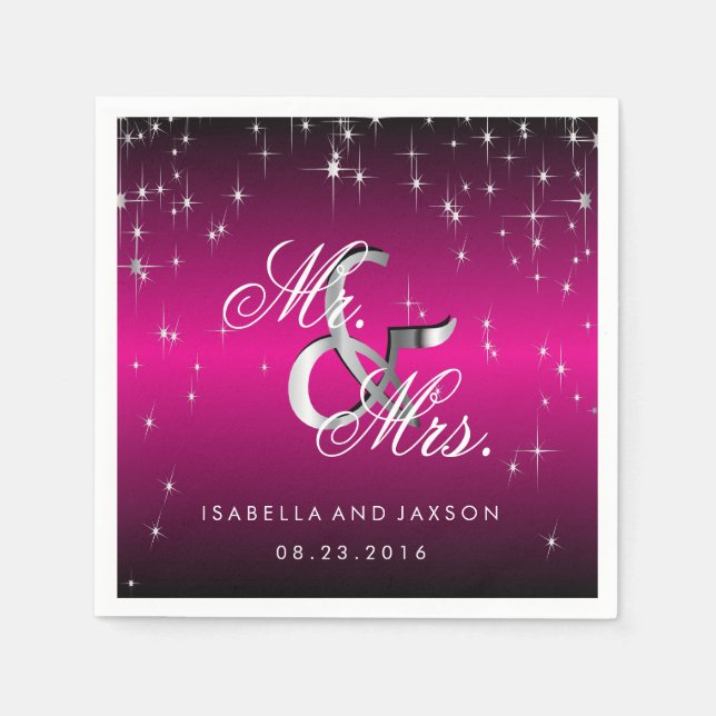 Metallisches Hot Pink Star Lights Design Serviette (Vorderseite)