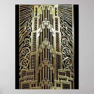 Metallisches Jugendstildesign, vintage, elegant, c Poster