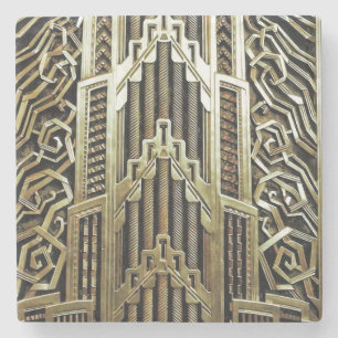 Metallisches Jugendstildesign, vintage, elegant, c Steinuntersetzer