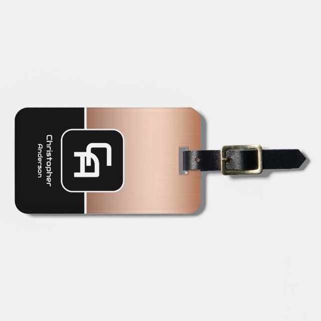 Metallisches Kupfermonogramm Gepäckanhänger (Vorderseite horizontal)