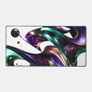 Metallisches Lila Türkis Abstrakt 3D Fluid Wirbel Schreibtischunterlage