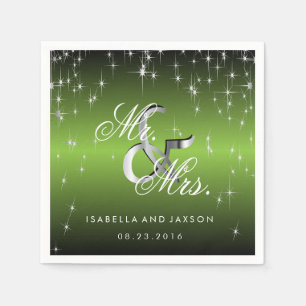 Metallisches Lime Green Star Lights Design Serviette