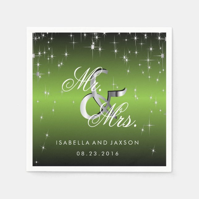 Metallisches Lime Green Star Lights Design Serviette (Vorderseite)