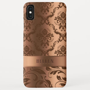 Metallisches Look Kupfer Brown Damasks Girlandesig Case-Mate iPhone Hülle