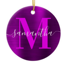 Metallisches Magenta Lila Signature Monogram Foto