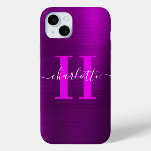 Metallisches Magenta Lila Signature Monogramm Case-Mate iPhone Hülle