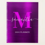 Metallisches Magenta Lila Signature Monogramm Planer<br><div class="desc">Erstellen Sie für sie einen personalisierten gürteleigenen Namen und ein mit Monogramm Planer- oder Terminbuch. Die magenta lila Imitate metallische Folie digitale Kunstgrafik drucken wie ein Foto. Pinkfarbenes lila-weißes,  zeitgenössisches Monogramm mit elegantem Kalligraphiedesign im Signaturstil kann individuell angepasst werden.</div>