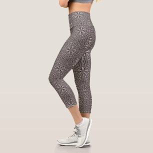 Metallisches Mesh Silver Capri Leggings