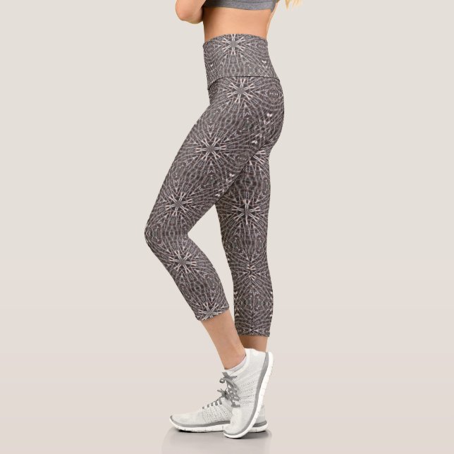Metallisches Mesh Silver Capri Leggings (Links)