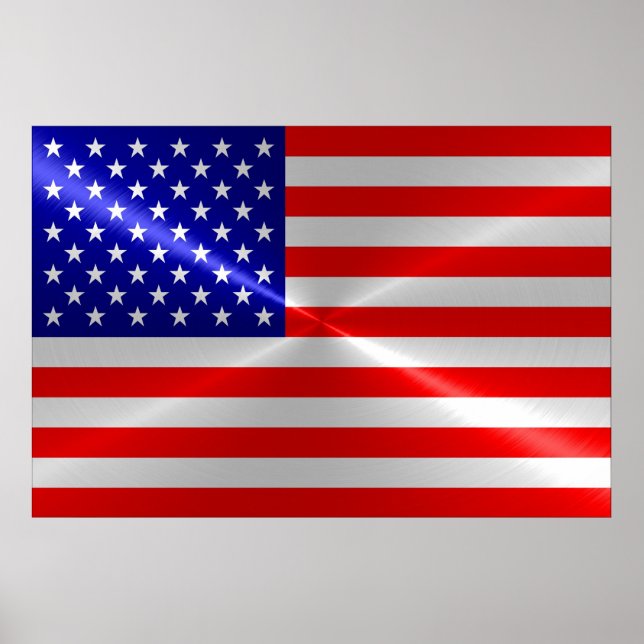 Metallisches Metall der amerikanischen Flagge Poster (Vorne)