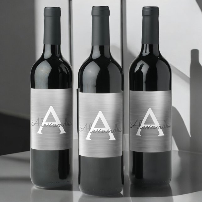 Metallisches Metallmonogramm Weinetikett (Von Creator hochgeladen)