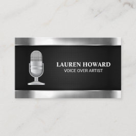 Metallisches Mikrofon | Schwarzes Mesh Visitenkarte