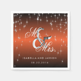 Metallisches Orange Star Lights Design Serviette