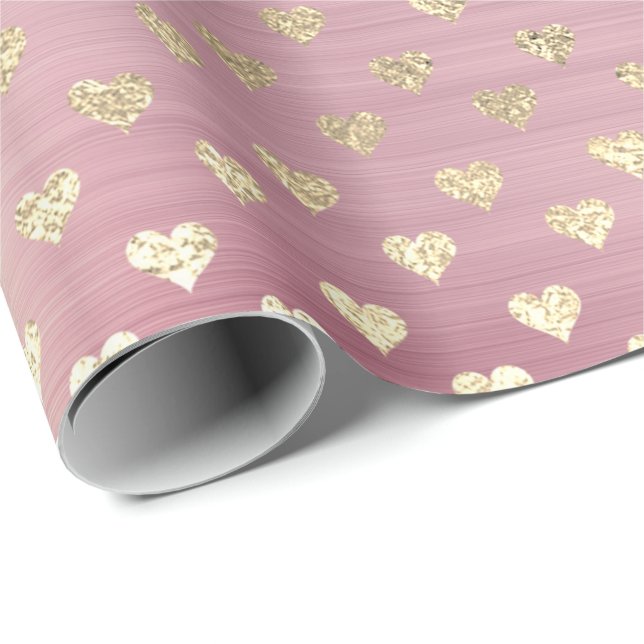Metallisches rosa Rosenblush Gold Pulver Geschenkpapier (Rolleneckpunkt)