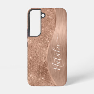 Metallisches Roségold Glitter Personalisiert Samsung Galaxy Hülle