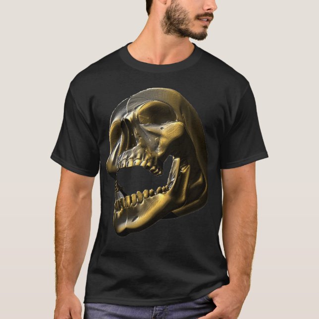 metallisches Schädel-T-Shirt des Gold3d T-Shirt (Vorderseite)