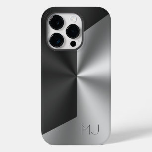 Metallisches Schwarz-Graues Splitscreen-Monogramm Case-Mate iPhone 14 Pro Hülle
