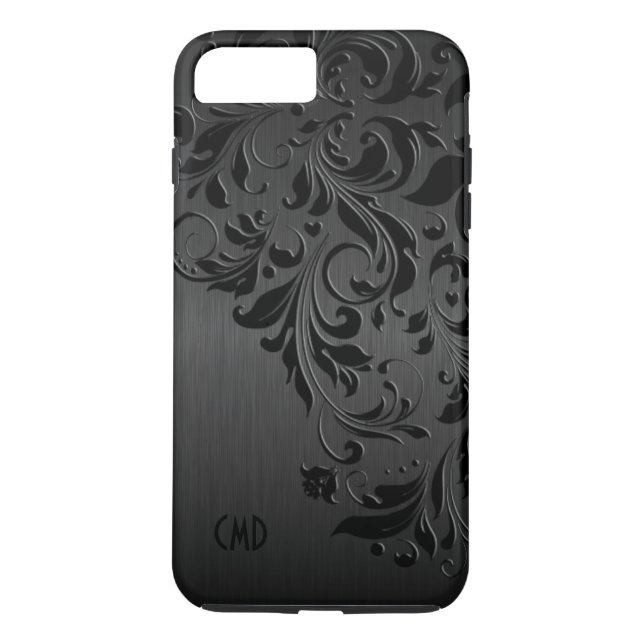 Metallisches Schwarz und Schwarze Spitze Case-Mate iPhone Hülle (Rückseite)