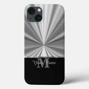 Metallisches schwarzes Monogramm des silbernen iPhone 13 Hülle