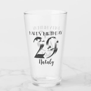 Metallisches Silber 29. Geburtstag Glas
