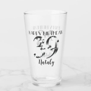 Metallisches Silber 39. Geburtstag Glas
