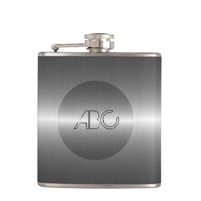 Metallisches Silber Edelstahlmetall 2 Flachmann (Vorderseite)