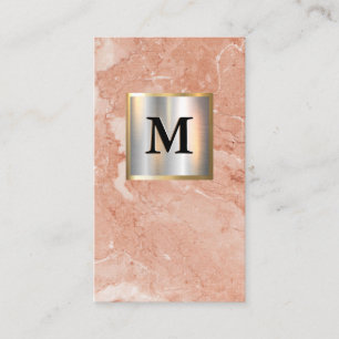 Metallisches Silber Gold Banner Monogramm Marmor Visitenkarte