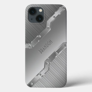 Metallisches Silber, grau gestopft, Metal Look 2 M Case-Mate iPhone Hülle