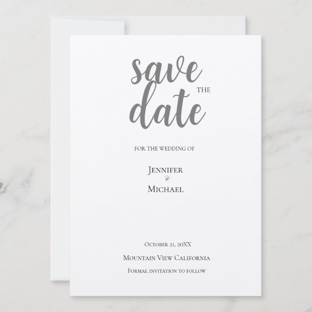 Metallisches Silber Minimalistisch Moderne Trendy Save The Date (Vorderseite)