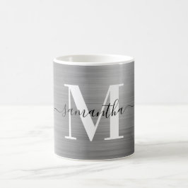 Metallisches Silber-Signature-Monogramm Kaffeetasse