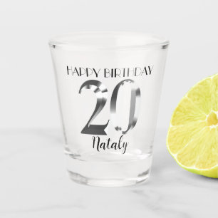 Metallisches Silberschussglas zum 20. Geburtstag Schnapsglas