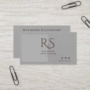 Metallisches Silver Chic Berufliches Monogramm Visitenkarte
