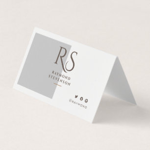 Metallisches Silver Chic Berufliches Monogramm Visitenkarten