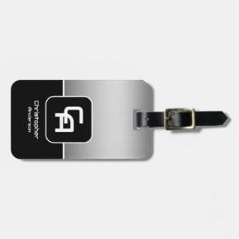 Metallisches Silver Monogramm Gepäckanhänger