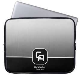 Metallisches Silver Monogramm Laptopschutzhülle