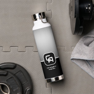 Metallisches Silver Monogramm Trinkflasche