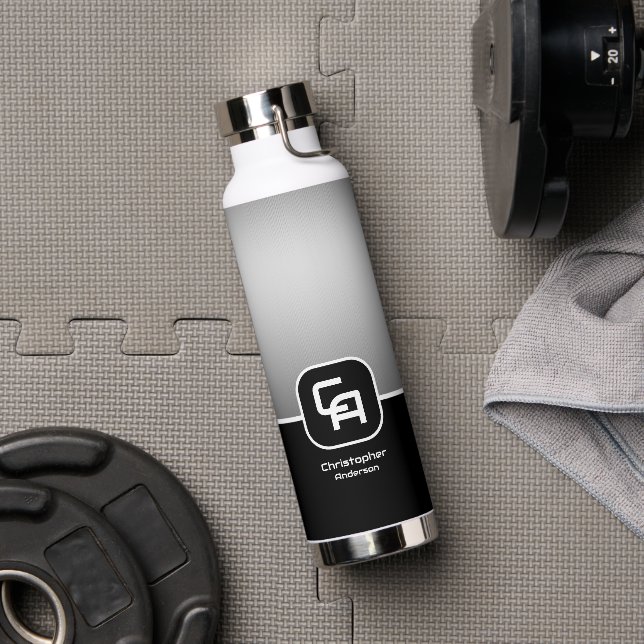 Metallisches Silver Monogramm Trinkflasche (Fitnessstudio)