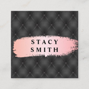 Metallisches Upholstertes Leder Rosa gebürstet Quadratische Visitenkarte