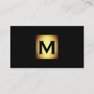 Metallisches Vignetten-Label mit Monogramm Visitenkarte