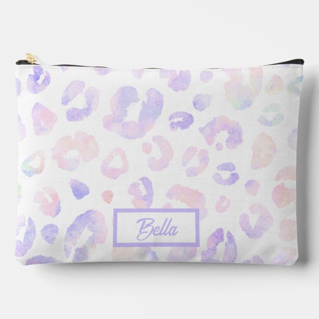 Metallisches Weißleopardmuster Zubehörtasche (Vorderseite)