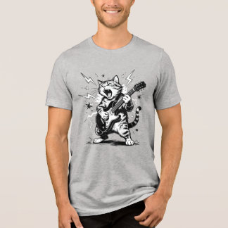 Metallkatze zerfetzt E-Gitarre Tri-Blend Shirt