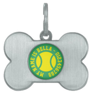 Metallknochenmarke mit Tennisball-Logo Tiermarke
