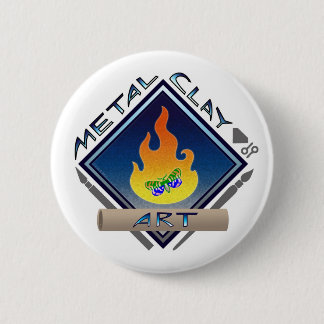 Metalllehm-Kunst (blau) Button