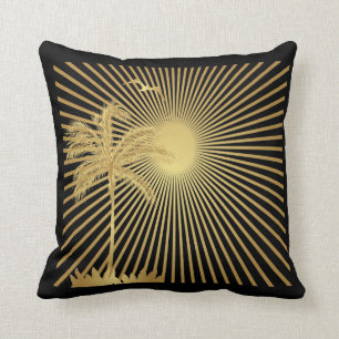 Metalllic Goldpalme, Sun und Vogel-Kissen Kissen