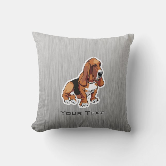 Metalllook; Basset Hound Kissen (Vorderseite)