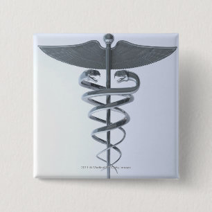Metallmedizinischer Caduceus Button