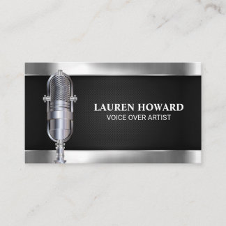 Metallmikrofon | Black Mesh Business Card Visitenkarte