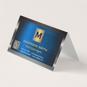 Metallrahmen   Blue Metallic   QR-Labelprüfung Visitenkarten