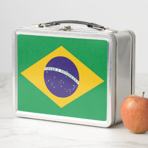 Metallrostfreier Lunchbox mit Brasilien-Flagge